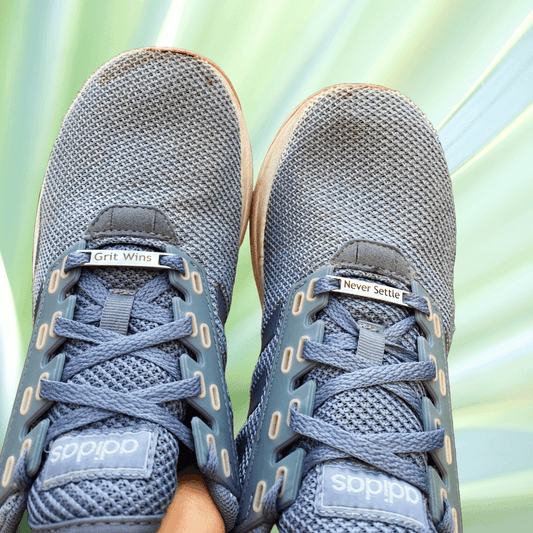 Grit Wins, Never Settle - Shoe Tag - etched